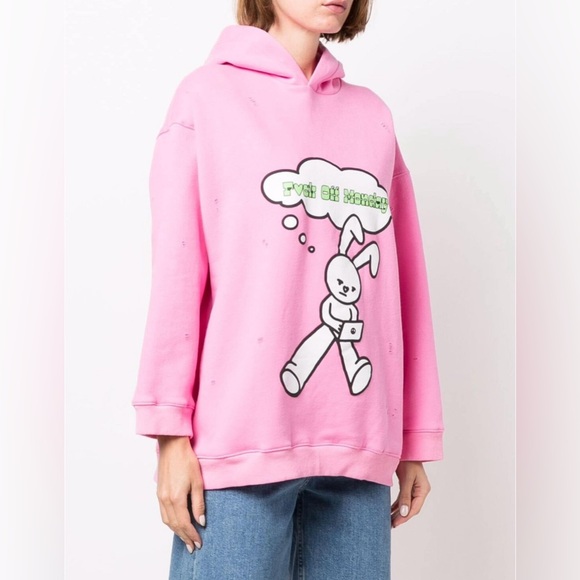 Natasha Zinko rabbit-print long-sleeved hoodie Size XS - Picture 3 of 8